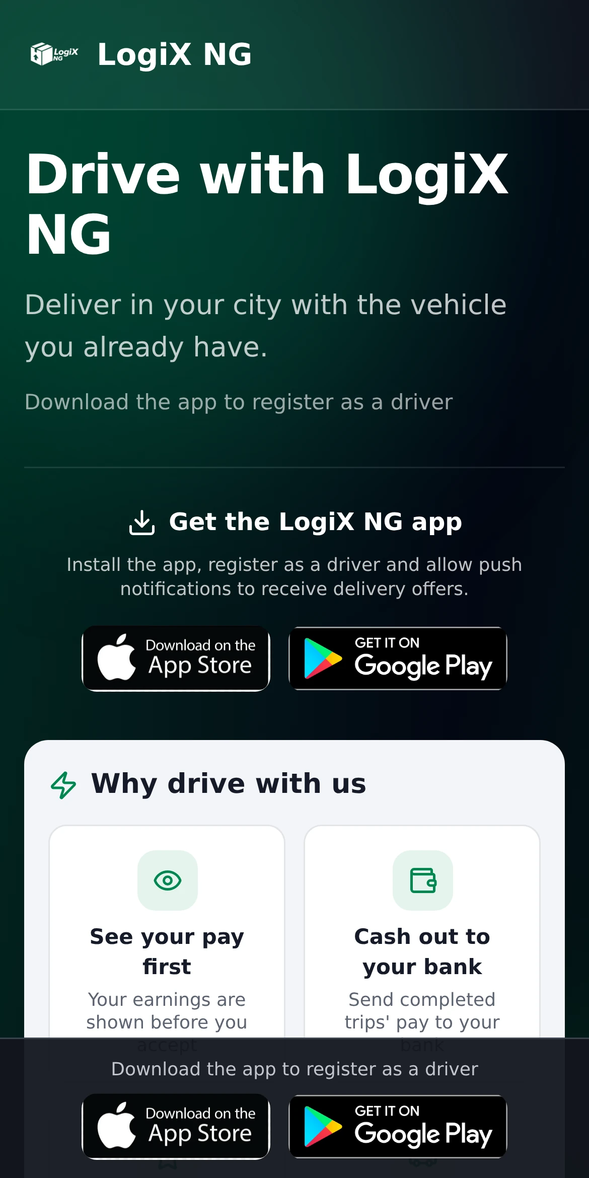 LogiX Nigeria driver earnings screen