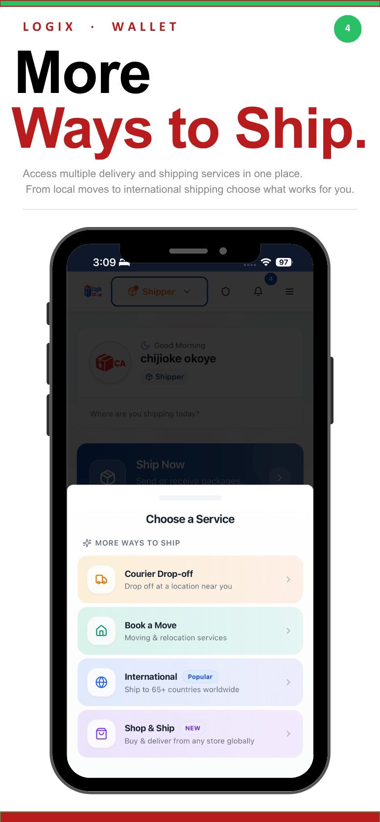 LogiX app More Ways to Ship