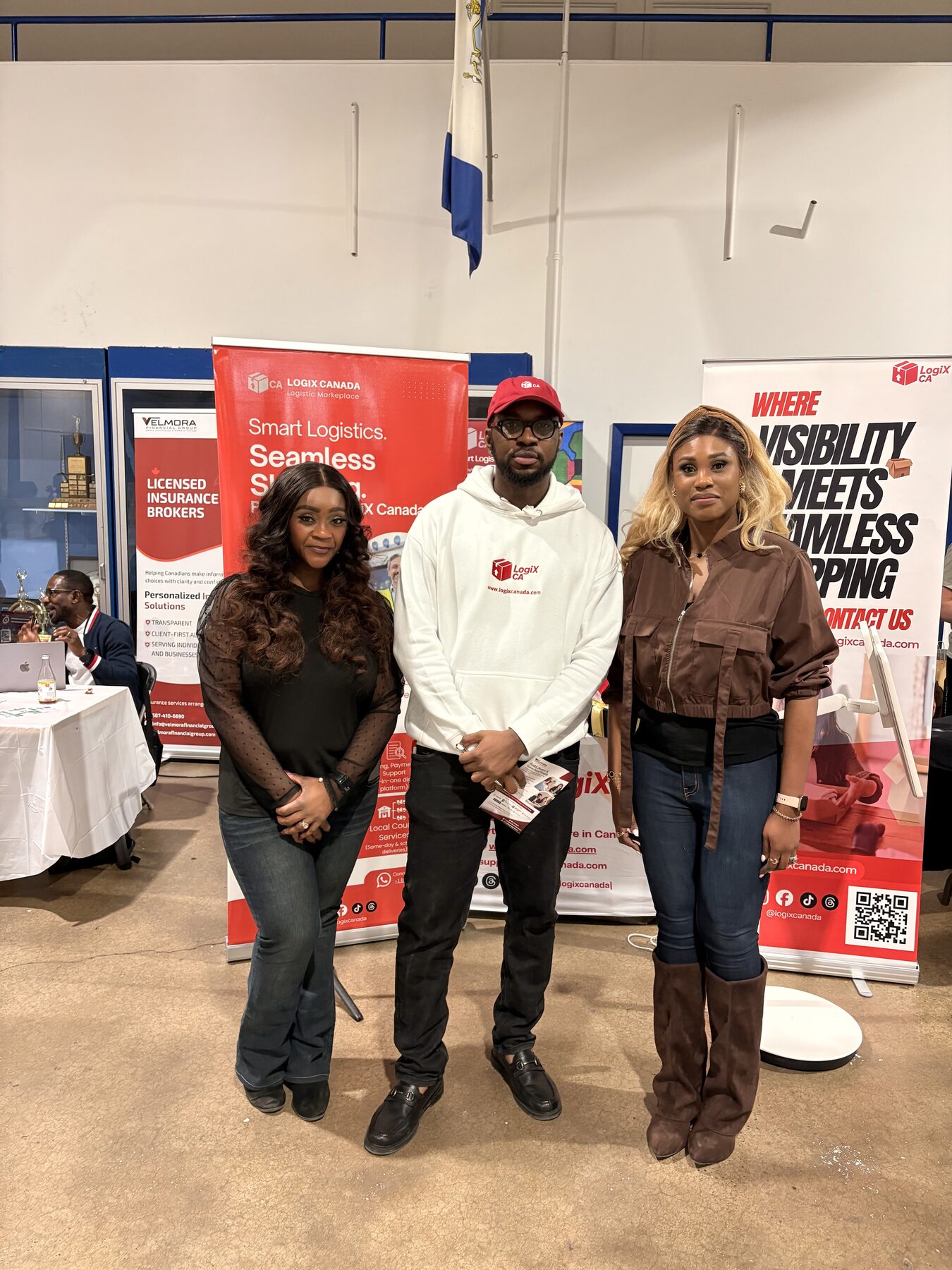 LogiX Canada team posing with attendees at the Black Business Edmonton Tradefair 2026