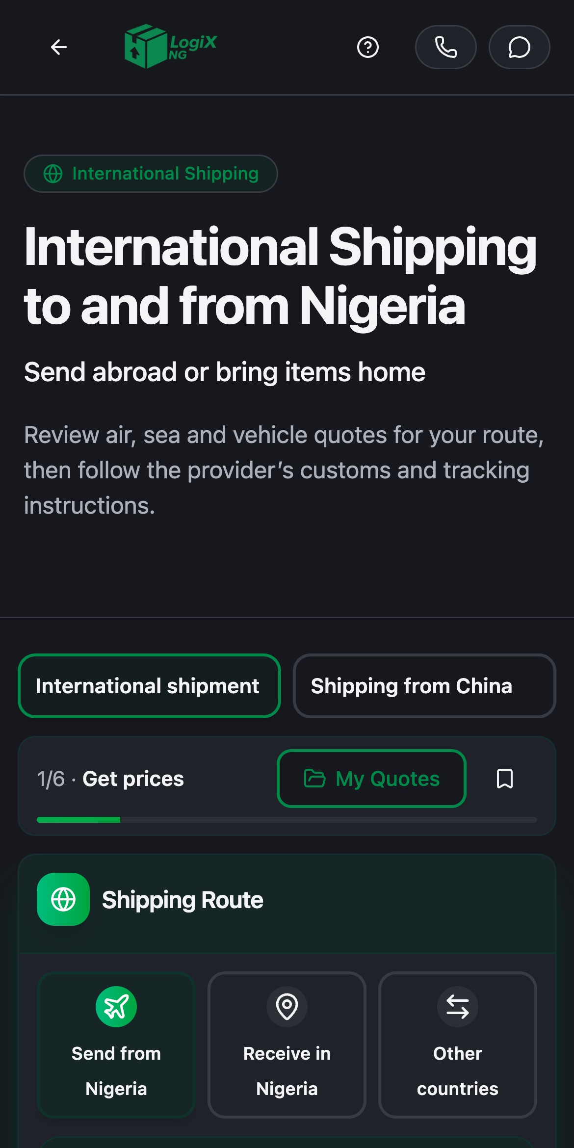 LogiX Nigeria international shipping quotes